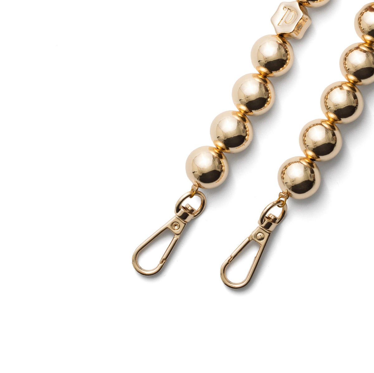 Phone Charm | Beaded | Donna - Gold beaded phone charm with stylish clips for a glamorous touch.