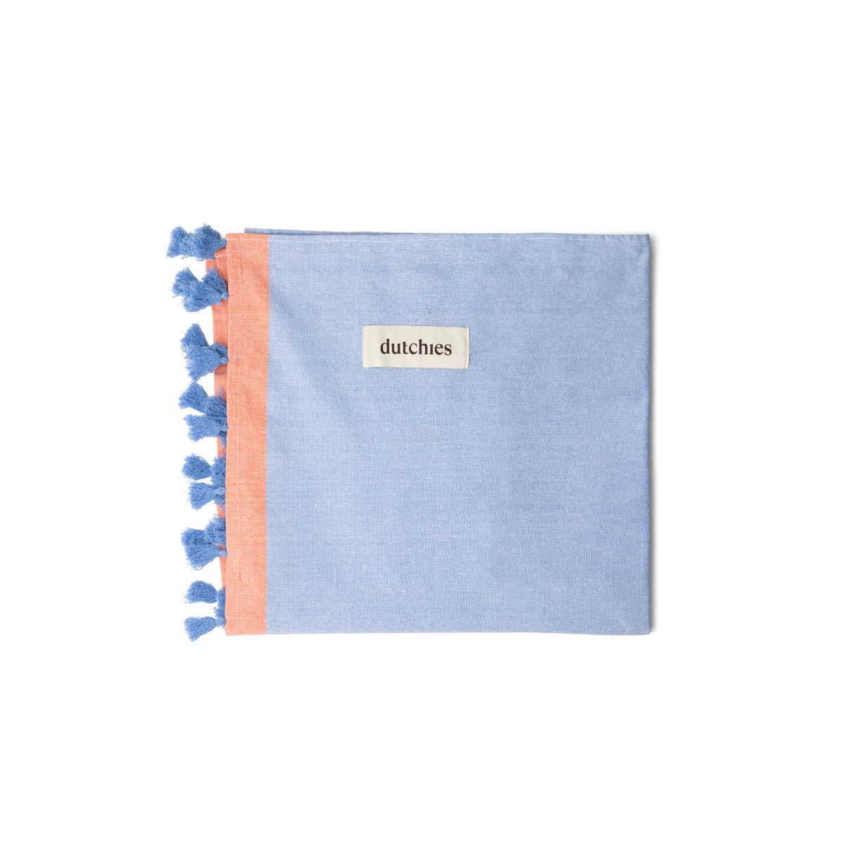 Hamam towels in blue with orange trim, perfect for your beach bag this summer!