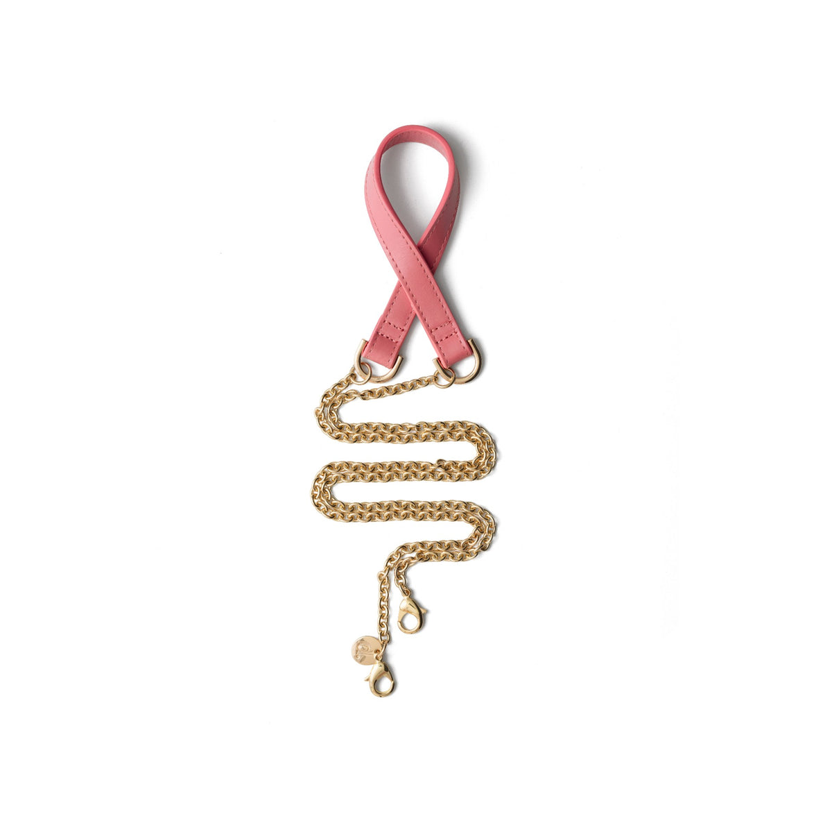 Phone Chain | Spanish | Pink stylish accessory with pink strap and gold chain, perfect for a modern, hands-free look.