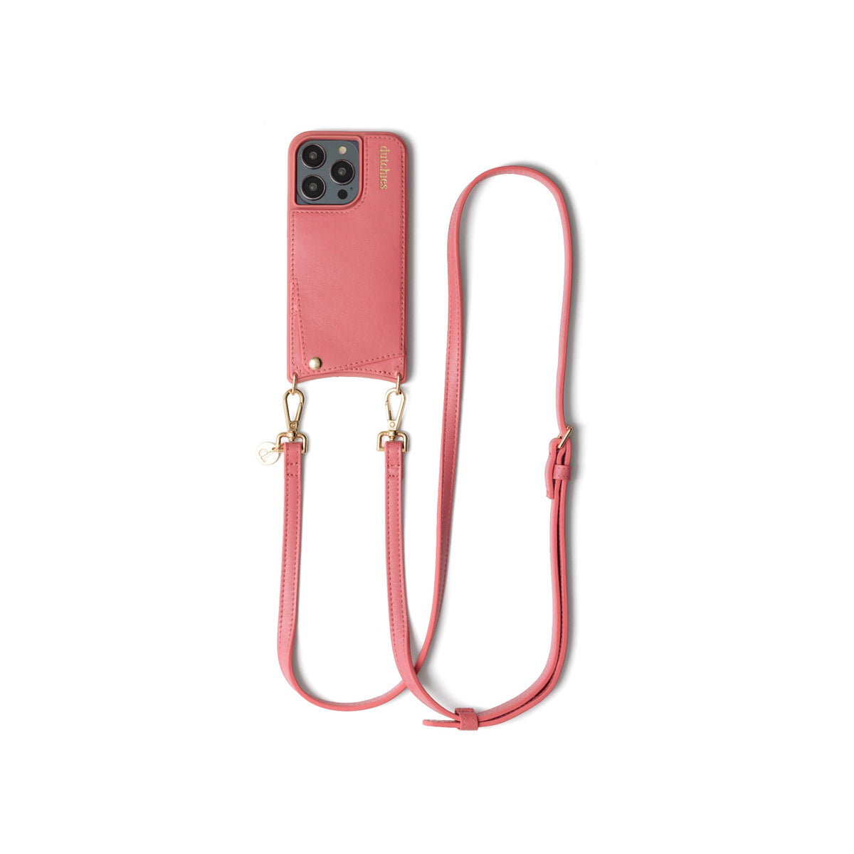 Classic set | iPhone | Pink, featuring a stylish pink leather case with a slimline strap.