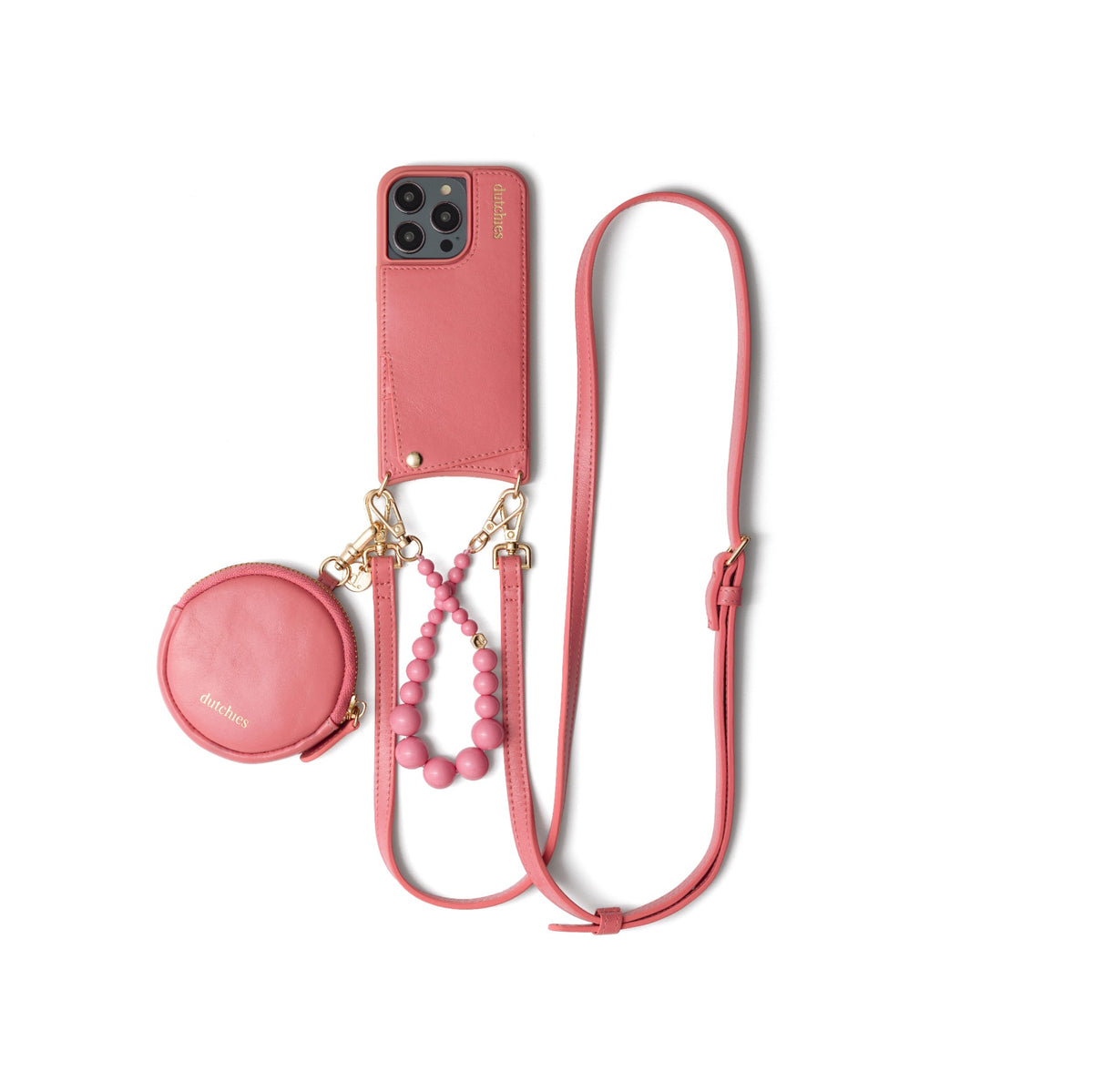 Luxury set | iPhone | Pink featuring a stylish phone case and accessory pouch in chic pink.