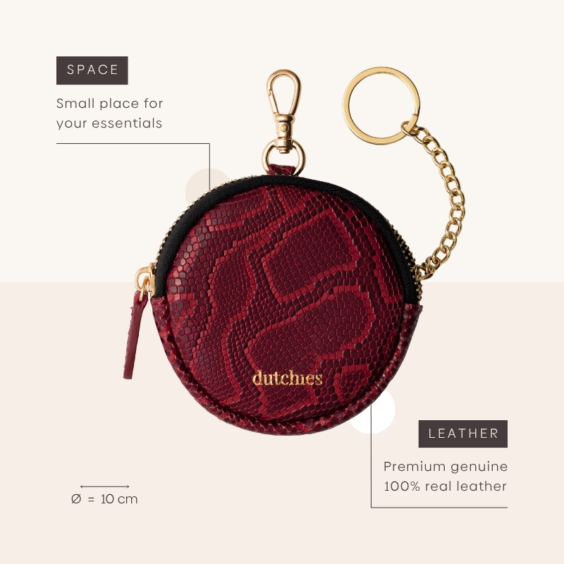 Mini Phone Bag Emma | Snake Red – stylish red leather pouch for essential storage on the go.