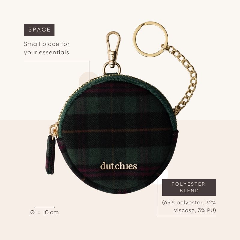 Mini Phone Bag Emma | Forest Green Tartan in stylish round design, perfect for essentials on the go.