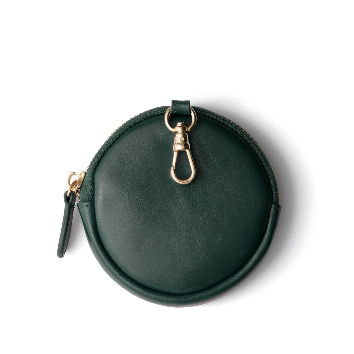 Mini Phone Bag Emma | Forest Green round pouch made of 100% genuine leather with clip