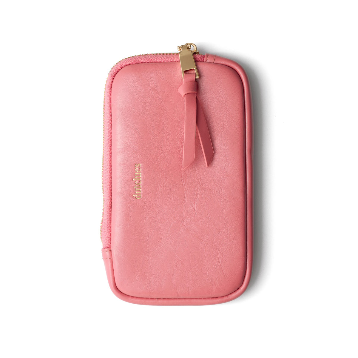 Phone Bag Rose | Pink - handmade leather pouch for essentials and phone, in a stylish pink design.