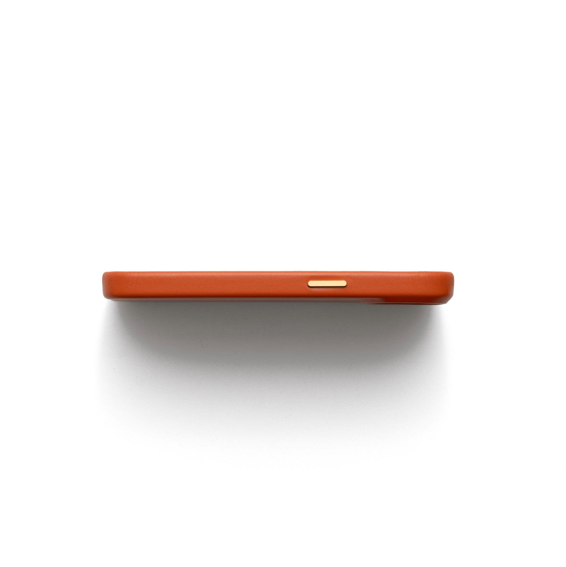 iPhone Case | Orange (Full Wrapped) - sleek side view showcasing the luxurious leather finish.