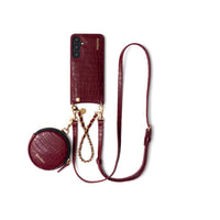 Luxury set | Samsung | Burgundy featuring a stylish phone case with cardholder and phone strap.