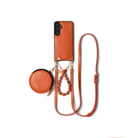 Luxury set | Samsung | Orange - stylish phone case with a matching wallet and strap for a chic look.