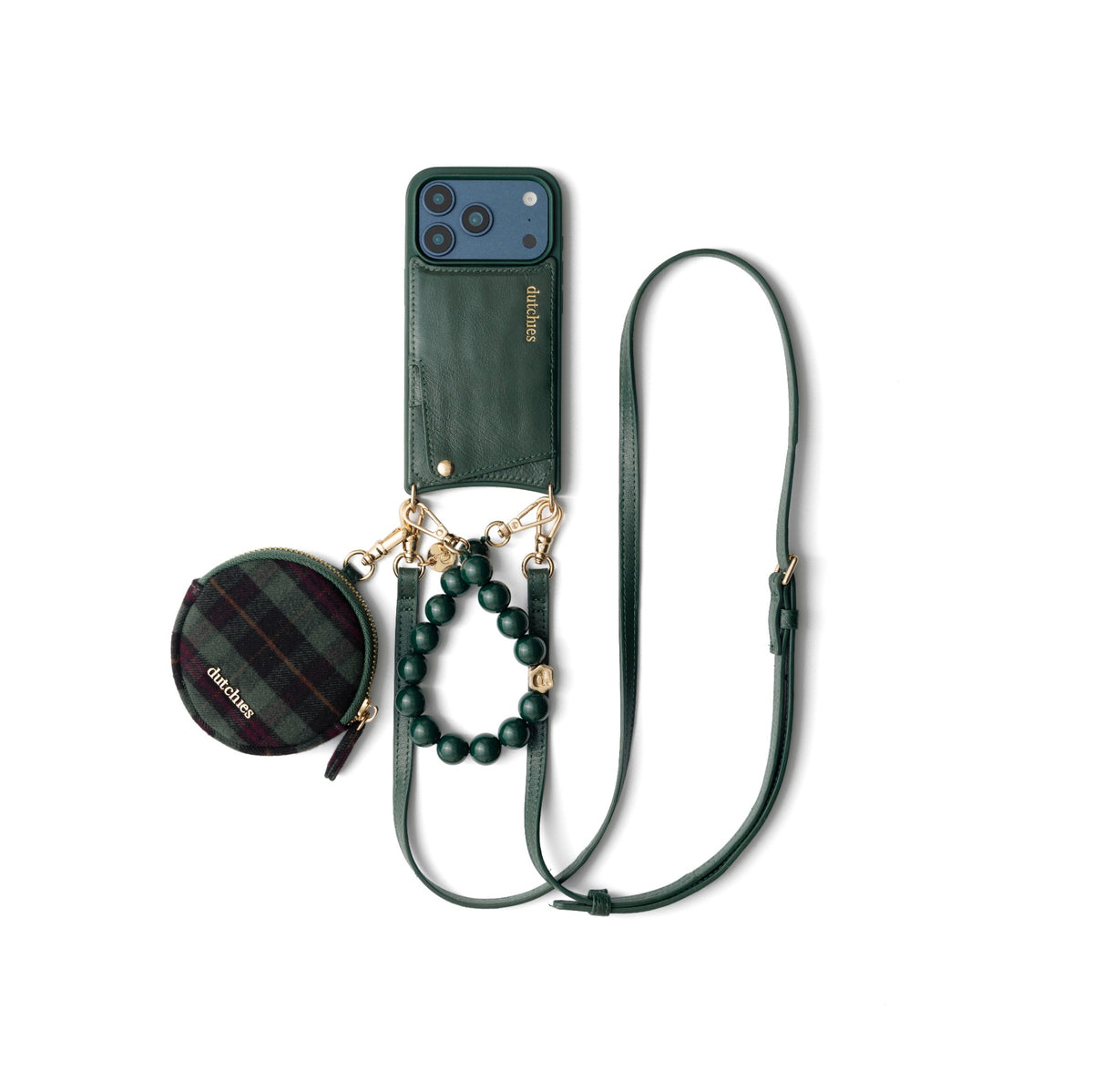 Luxury Set | iPhone | Forest Green: Glamorous phone case and accessories in forest green for stylish practicality.