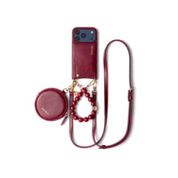 Luxury Set | iPhone | Raspberry Red featuring a stylish phone case, coin purse, and accessories.