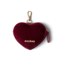 Mini Phone Bag Sarah | Raspberry Red Velvet - heart-shaped velvet pouch with gold chain.