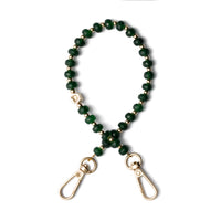 Phone Charm | Beaded | Nina - forest green beaded charm with gold clasps, perfect for protecting your devices.