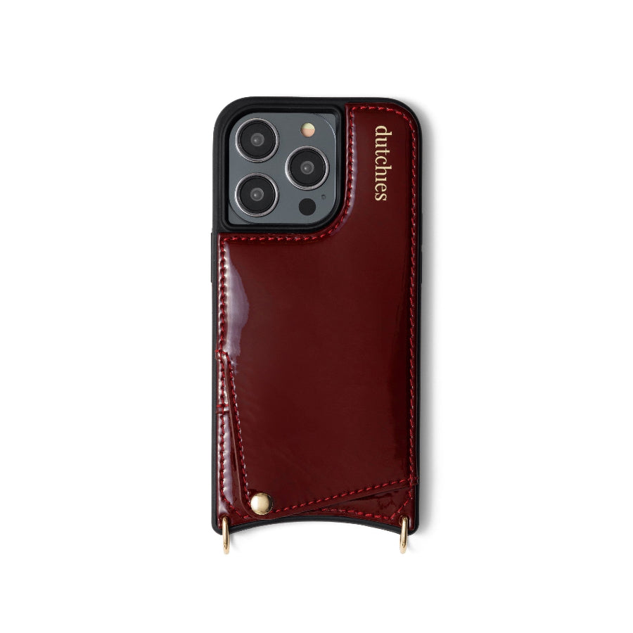 iPhone Hülle | Gloss Rot mit stilvollem Kartenhalter und hochwertigem Lederfinish.