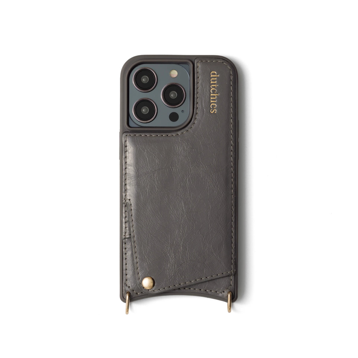 iPhone Case | Graphite Grey with cardholder and metal finishes for stylish protection