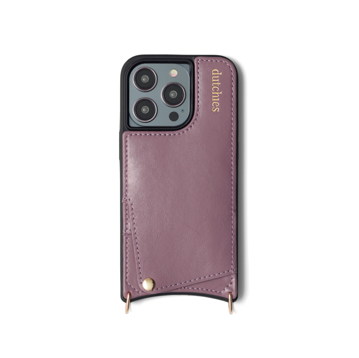 iPhone Case | Mauve showcasing handcrafted genuine leather design with cardholder and premium metal finishes.