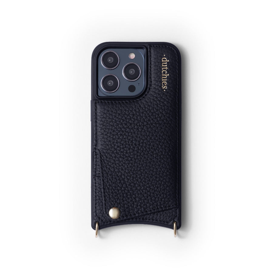 iPhone Hülle | Schwarz mit Kartenhalter und Premium-Leder-Finish von Dutchies.