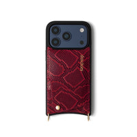 iPhone Case | Snake Red with a sleek design, handcrafted leather, and cardholder for style and convenience.