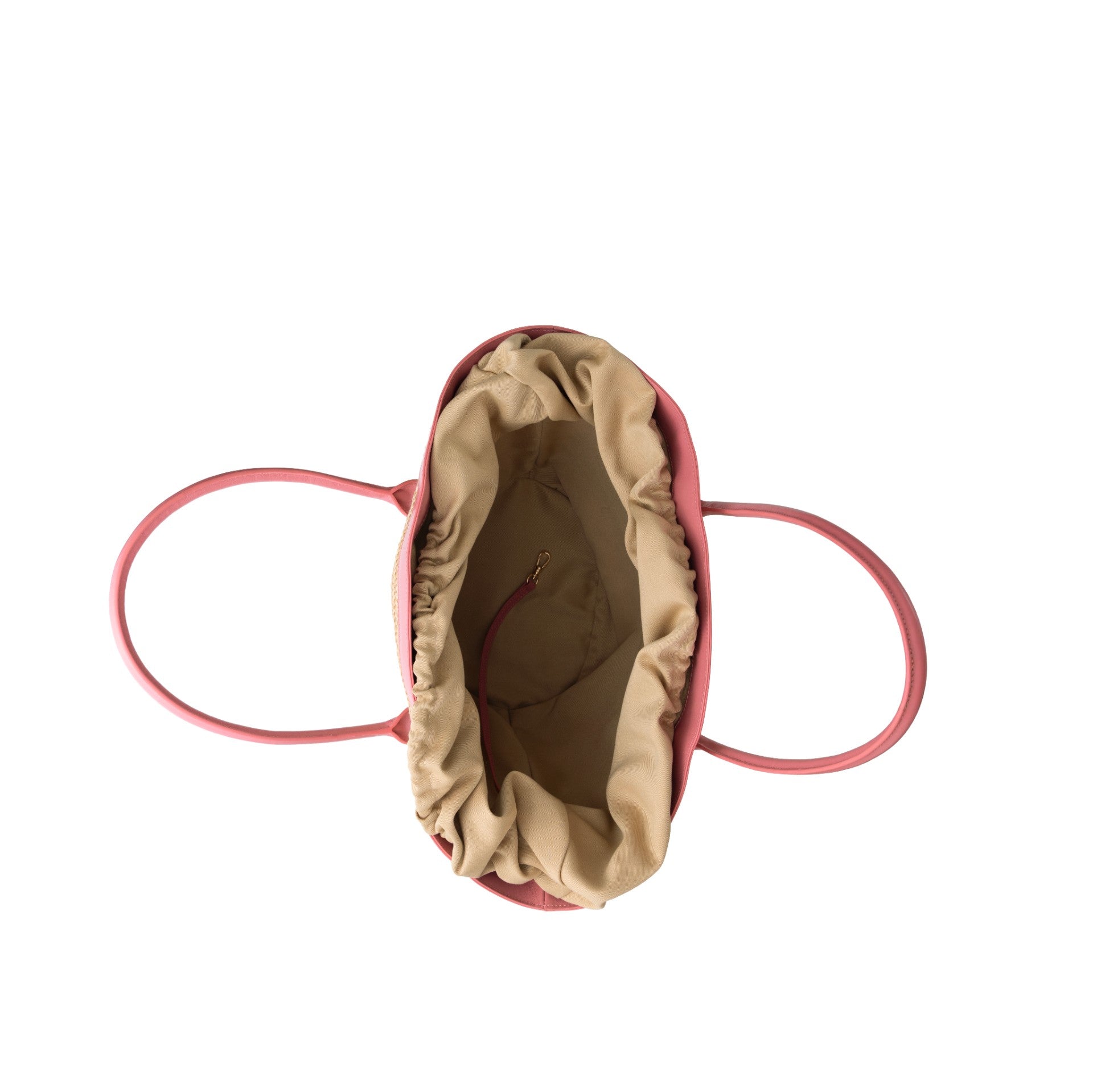 Interior view of the Beach Bag | Raffia Pink showcasing its spacious and stylish design.