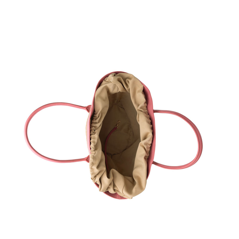 Interior view of the Beach Bag | Raffia Pink showcasing its spacious and stylish design.