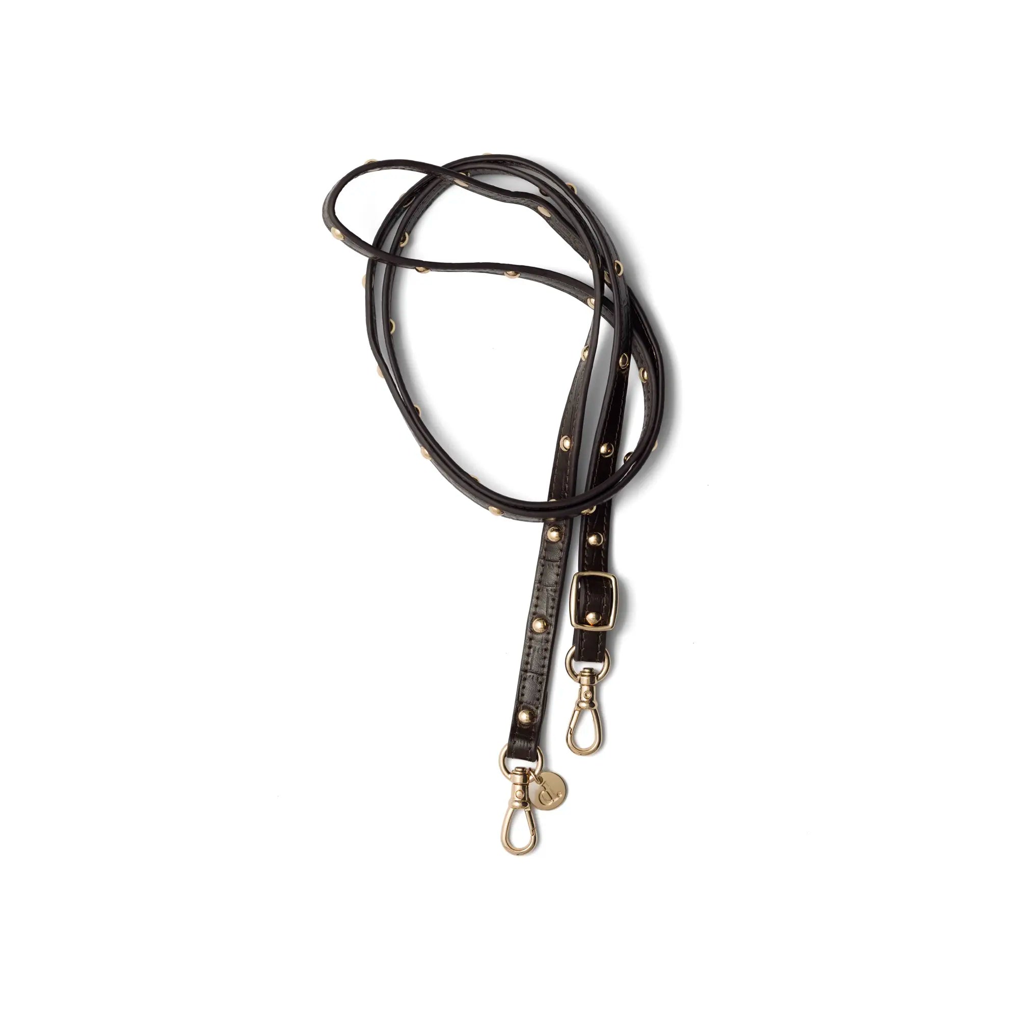 Phone strap | Slimline with Studs | Chocolate Brown