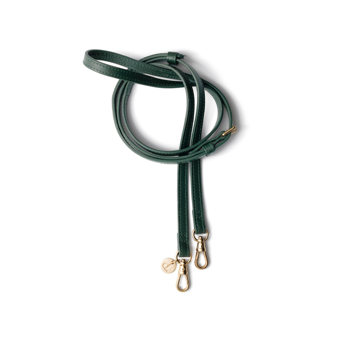 Phone strap | Slimline | Forest Green - trendy green phone strap with gold clips for hands-free convenience.