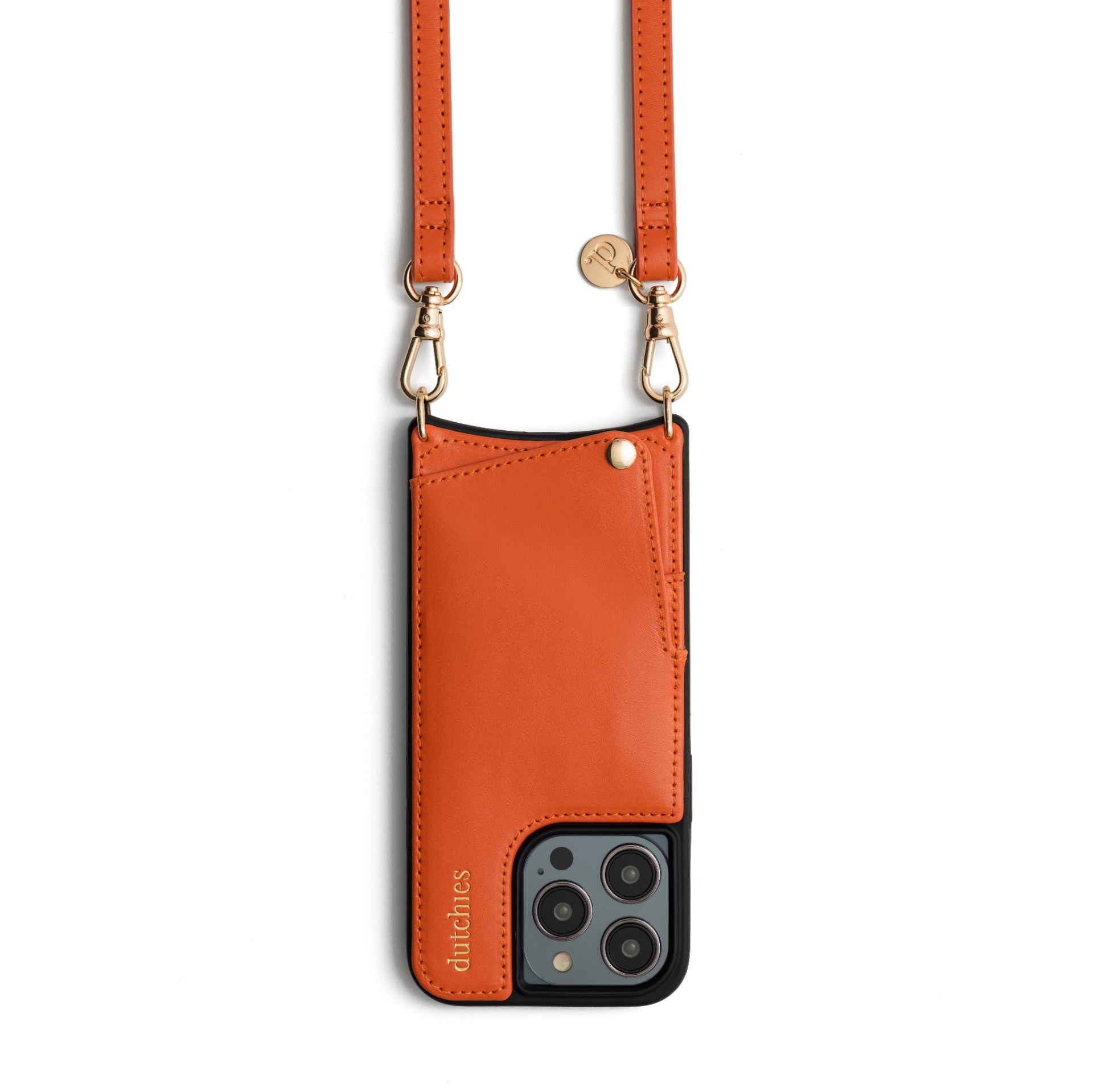 Phone strap | Slimline | Orange with matching case, trendy and practical for hands-free convenience.