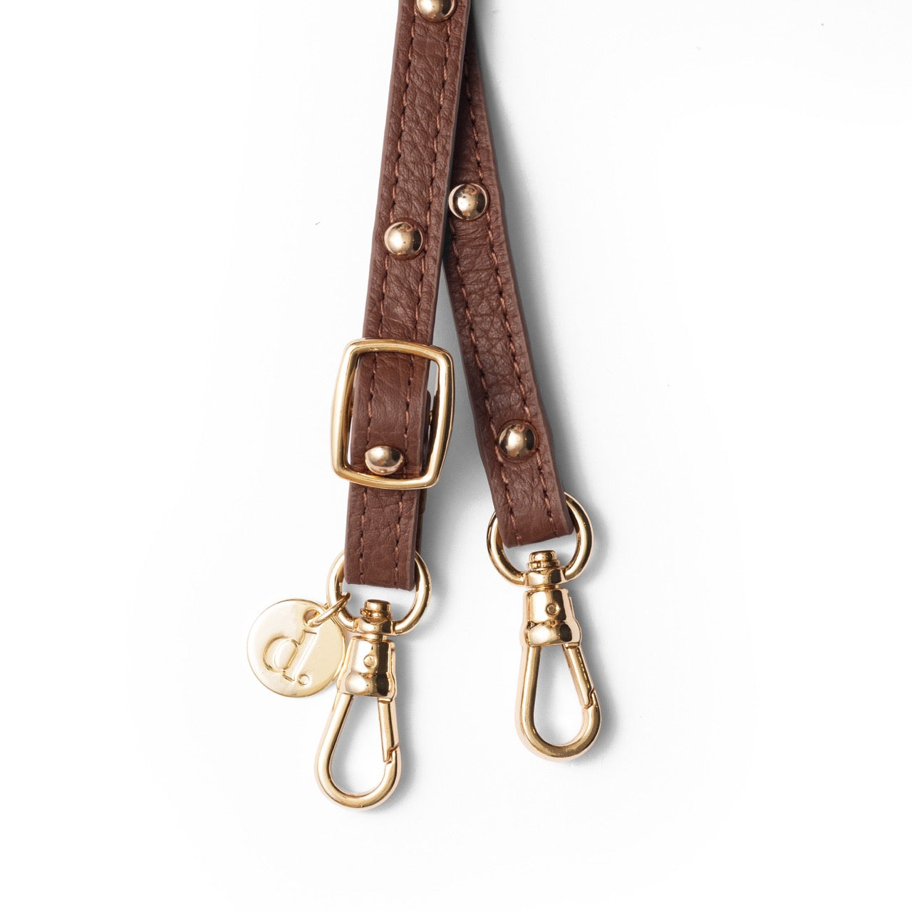 Slimline | Strap with gold studs | Brown