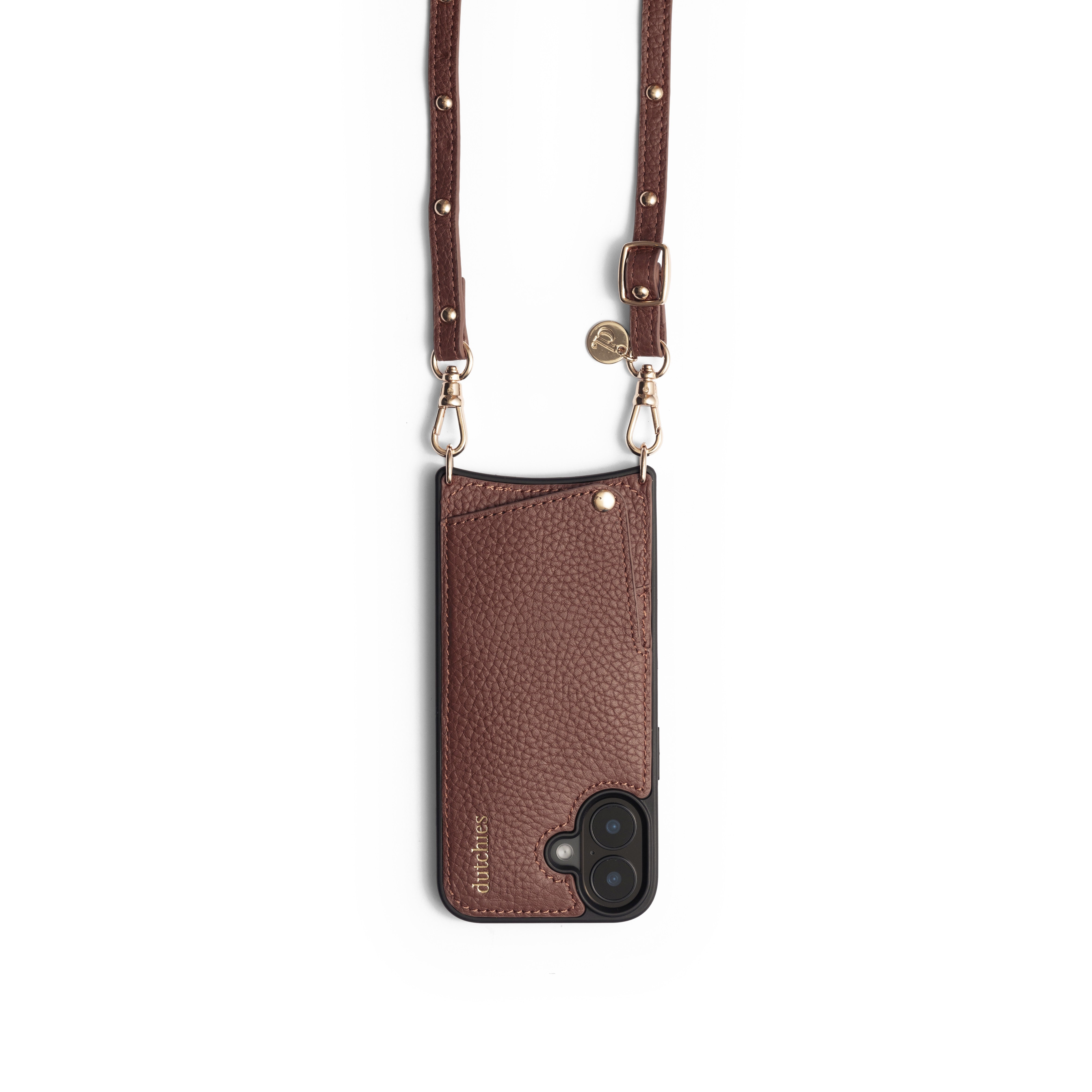 Slimline | Strap with gold studs | Brown