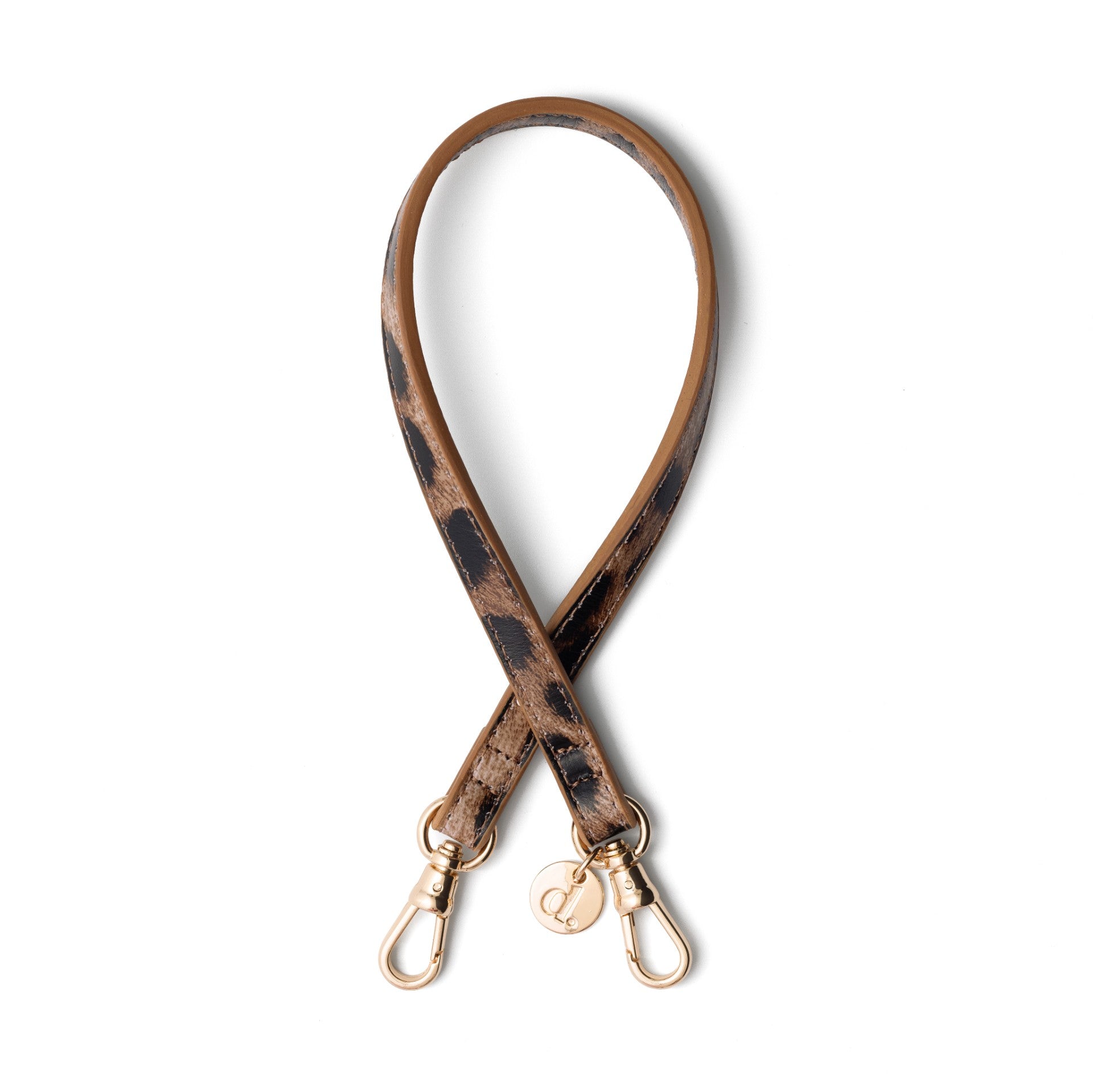 Phone charm | Slimline | Leopard - stylish thin leather strap with gold accents for hands-free convenience.