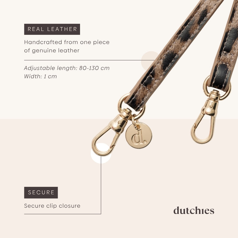 Phone strap | Slimline | Leopard - Handmade leather strap with adjustable length and secure clip closure.