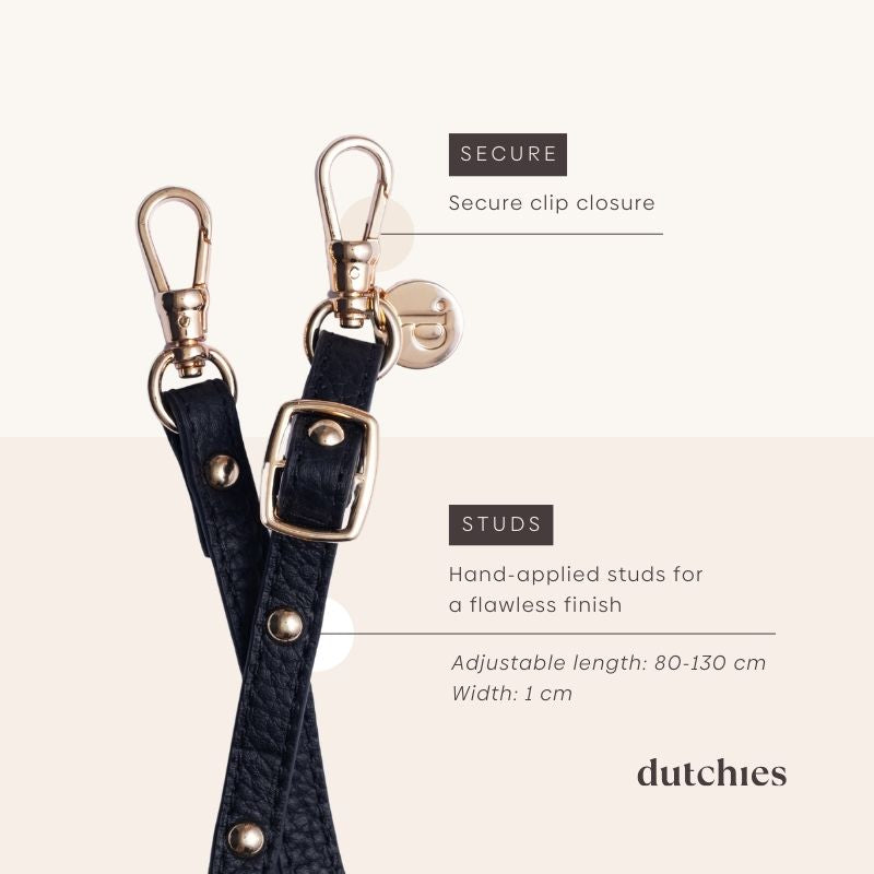 Slimline | Strap met gouden studs | Zwart