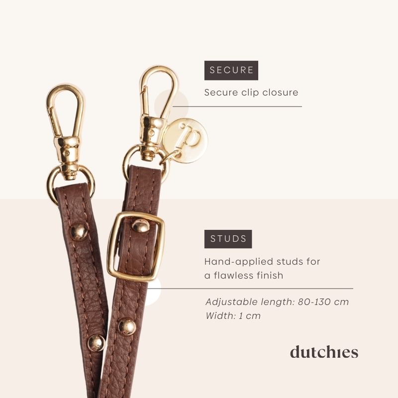 Slimline | Strap with gold studs | Brown