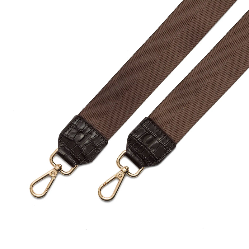 Phone Strap | Basic | Chocolate Brown - stylish handmade crossbody strap with gold clips.