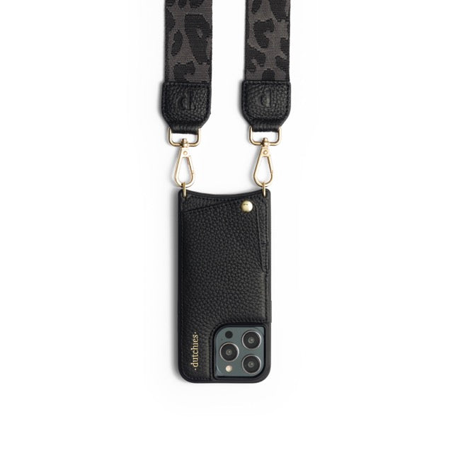 Grey Leopard | Phone Strap | Black