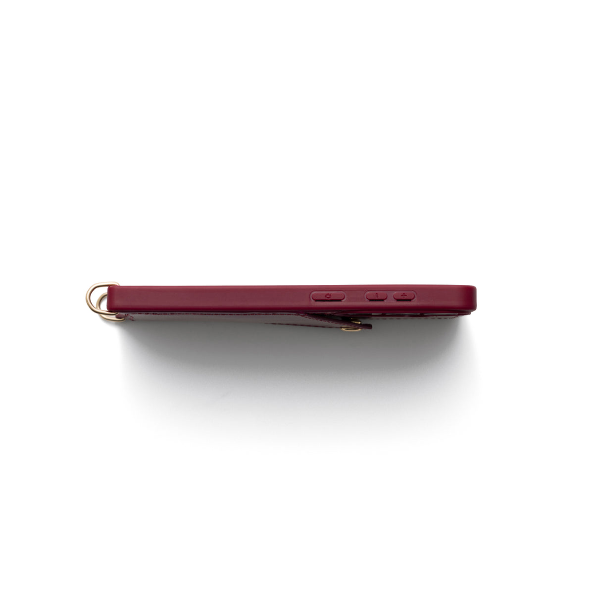 Samsung Case | Raspberry Red viewed from the side, showcasing a sleek design and button details.