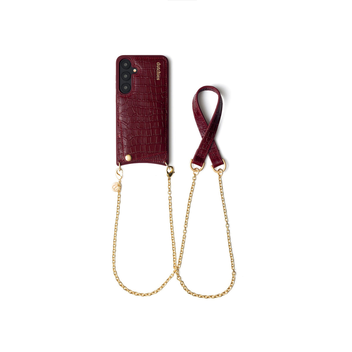 Spanish Chain Set | Samsung | Burgundy - stylish phone case with cardholder and chain strap.