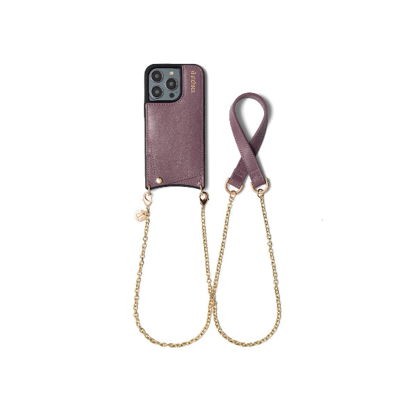 Spanish Chain Set | iPhone | Mauve featuring a stylish phone case and chain for easy access.