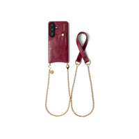 Spanish Chain Set | Samsung | Raspberry Red - stylish leather phone case with chain for handsfree convenience.