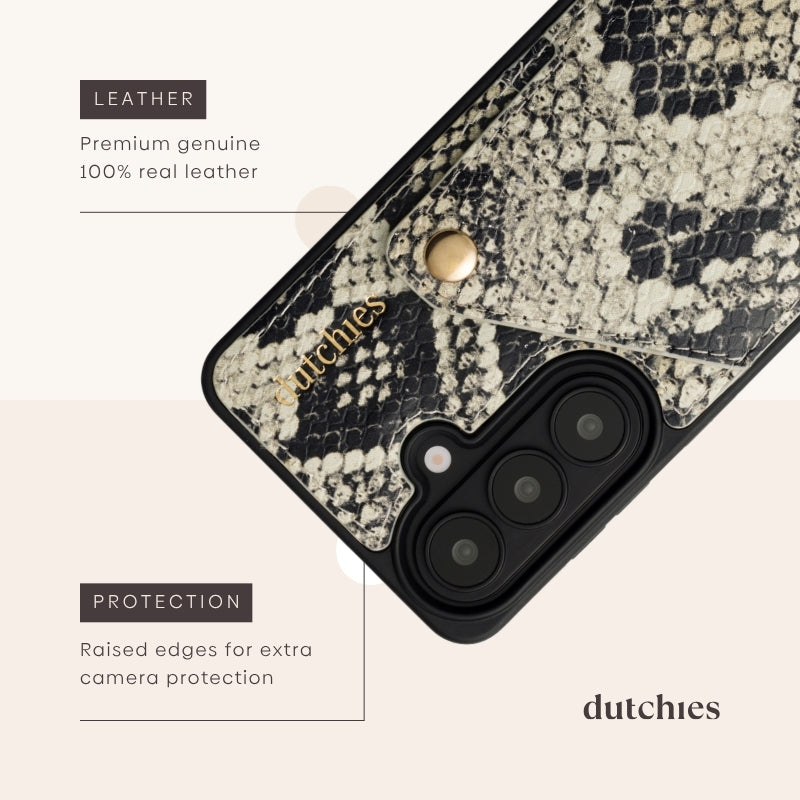 Samsung Case | Snake - premium leather Samsung phone case with cardholder and snake print design.