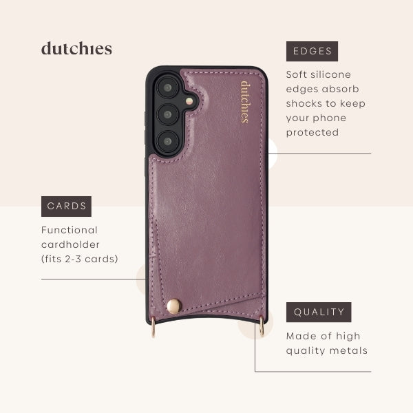 Spanish Chain Set | Samsung | Mauve - Stylish leather phone case with cardholder and shock-absorbing edges.
