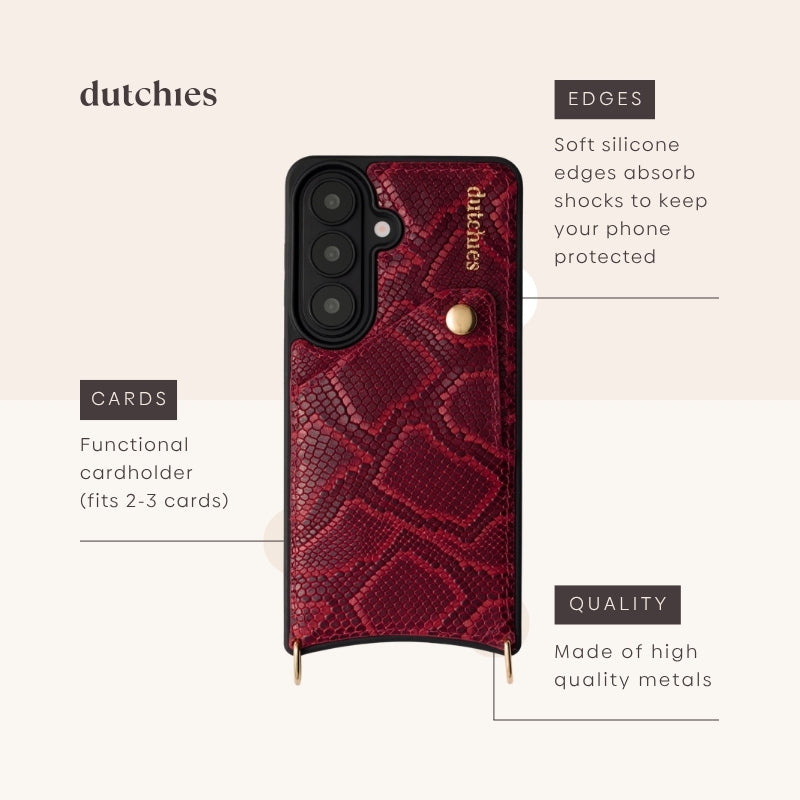 Funda Samsung | Snake Red con un elegante tarjetero y bordes suaves que absorben los golpes para proteger.