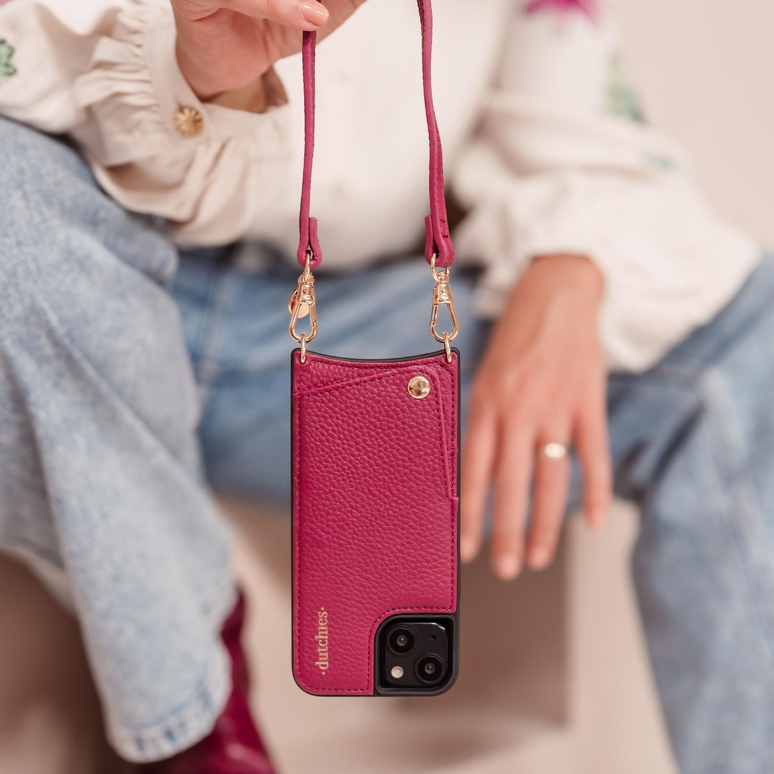 Phone Charm Slimline Leather | Ruby