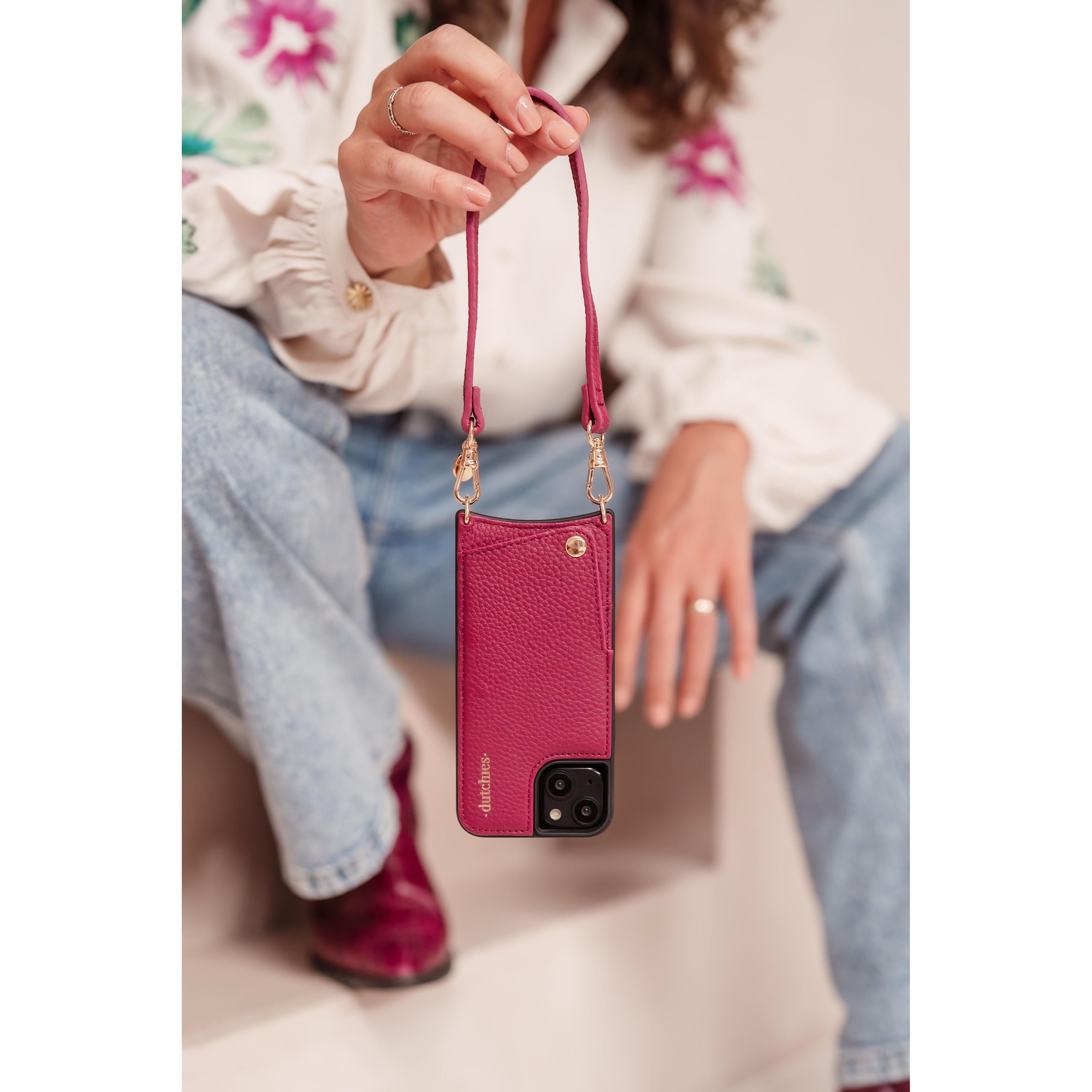 Phone Charm Slimline Leather | Ruby