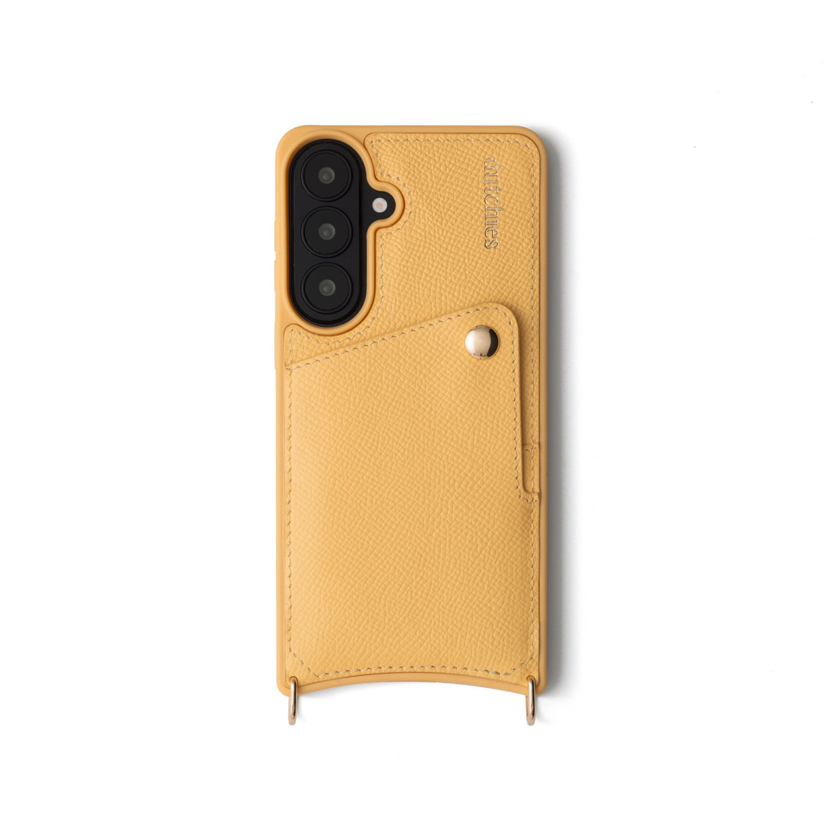 Samsung Case | Yellow, handcrafted leather case with cardholder and metal finishes for added style and protection.