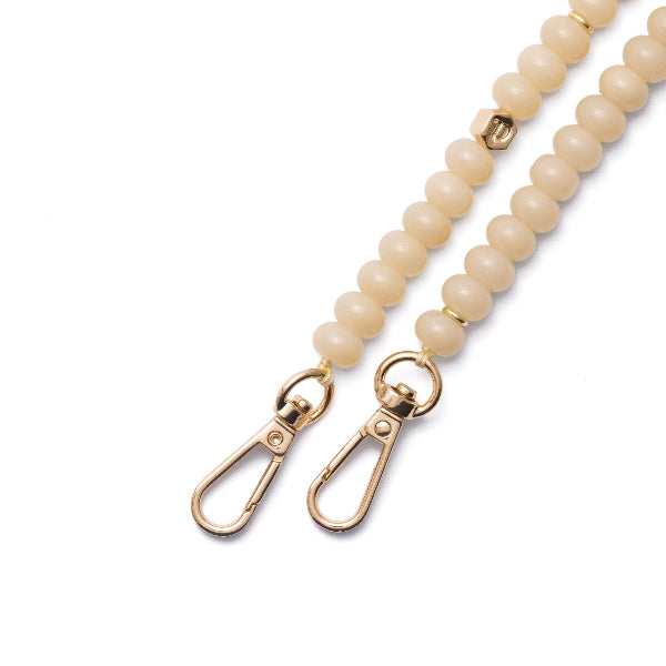 Phone Charm | Beaded | Marisa featuring elegant beige beads with gold clasps for your mobile.