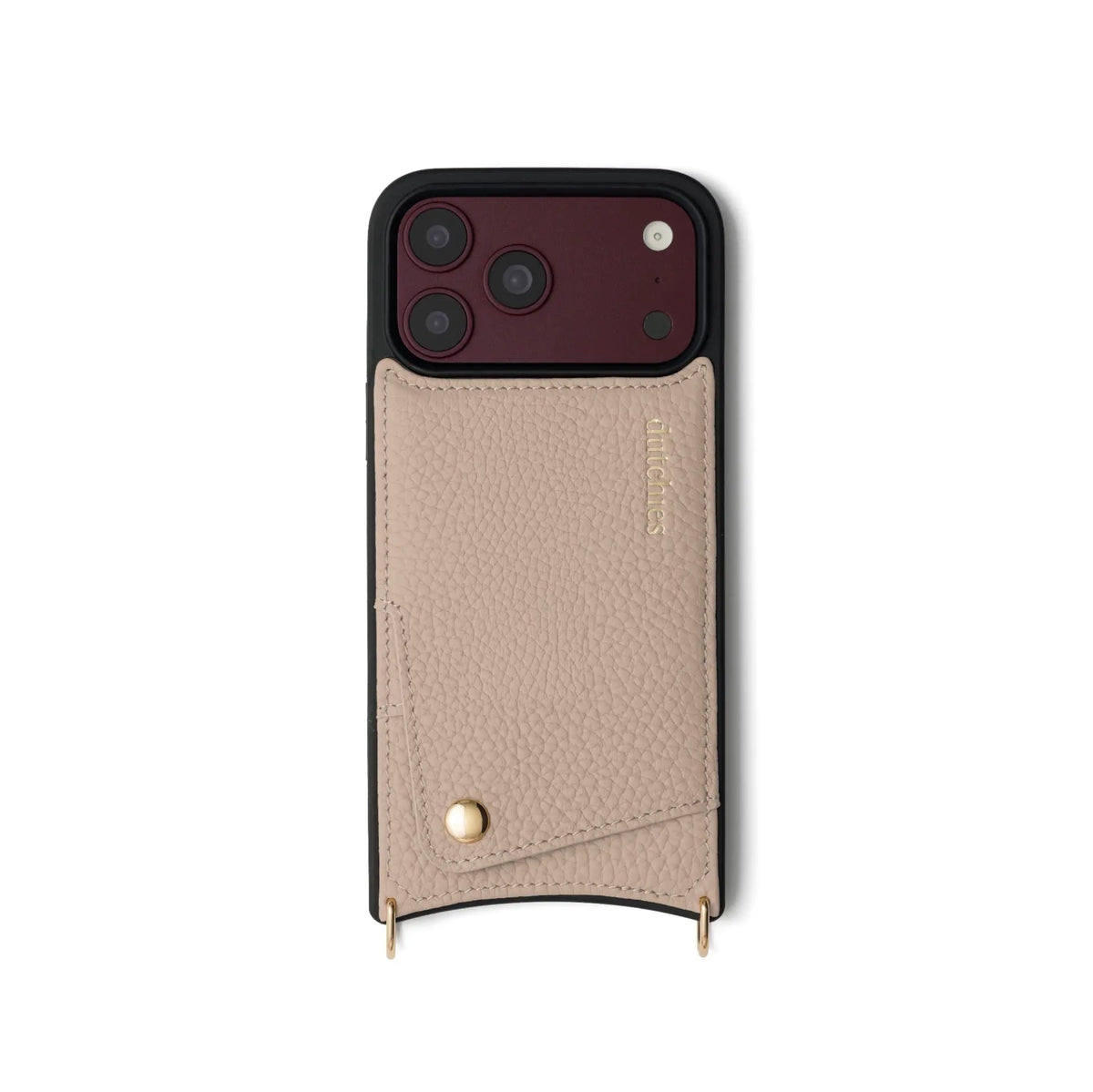 iPhone Case | Beige with cardholder made of genuine leather and secure snap button closure.