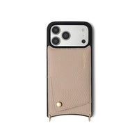 iPhone Case | Beige with cardholder made of genuine leather and secure snap button closure.
