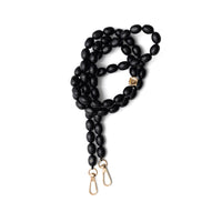 Phone Chain | Beaded | Louise - stylish black beaded phone chain with gold clips, perfect for hands-free convenience.