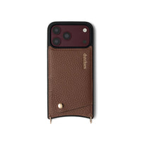 iPhone Case | Brown with cardholder, handcrafted leather, and premium metal finishes, designed for style and protection.