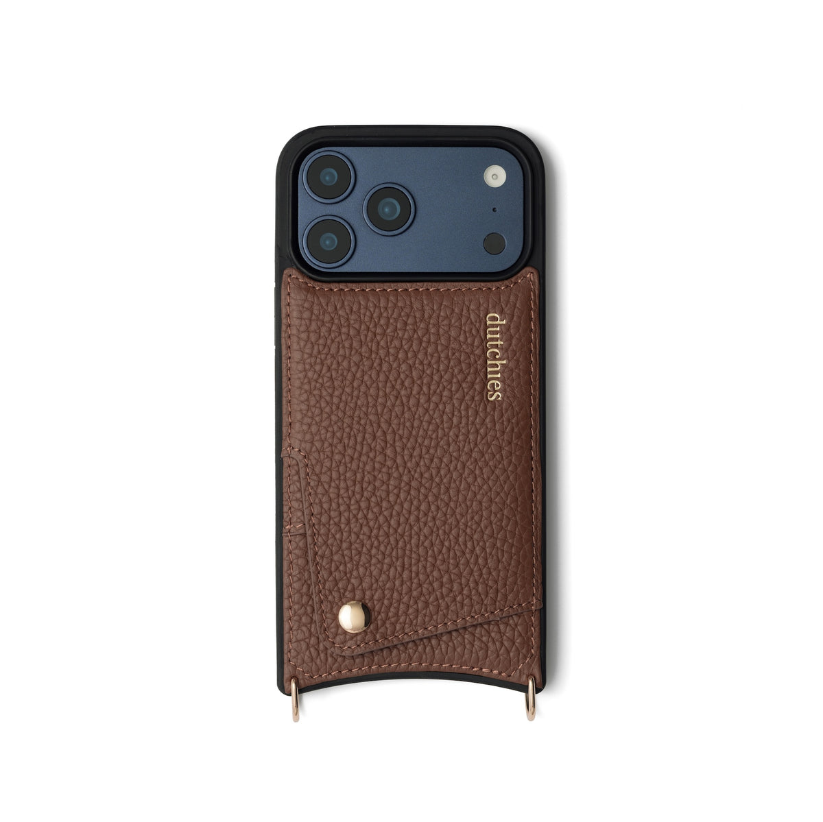 iPhone Hülle | Brown mit Kartenhalter, handgefertigtem Leder und hochwertigen Metallveredelungen, entworfen für Stil und Schutz.